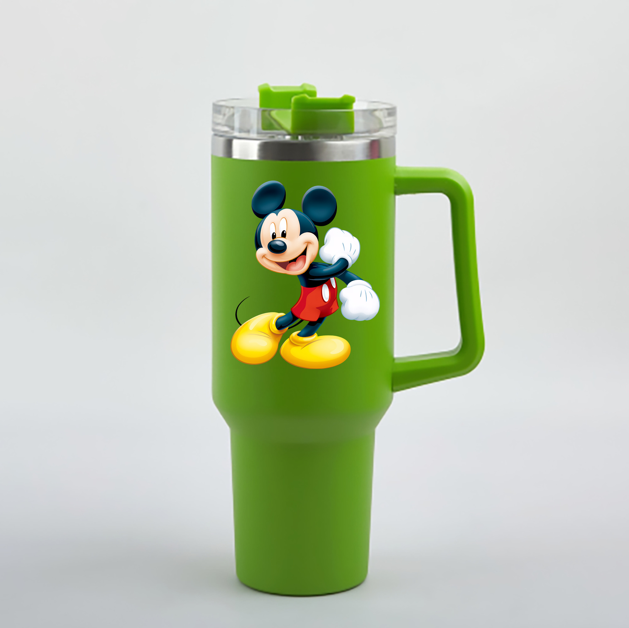 （画像用） ミッキーマウス Mickey Mouse 1200mL車用タンブラー - クリスタルステッカー（プラスチックストロー付き）